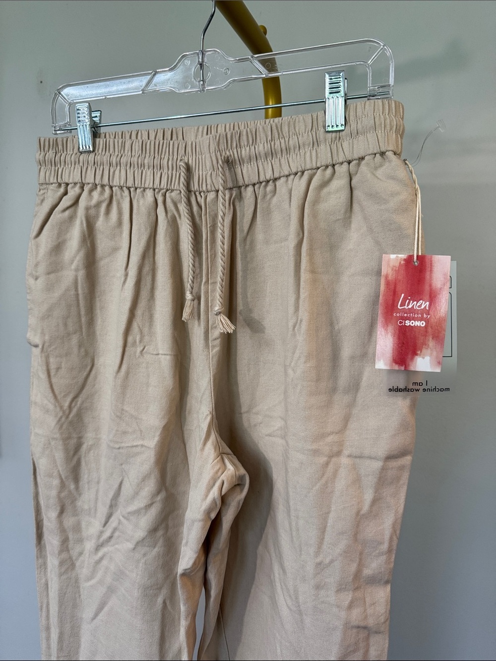 Cl Sono Linen-Effect Drawstring ankle pants in Beige NWT XL - Picture 4 of 14